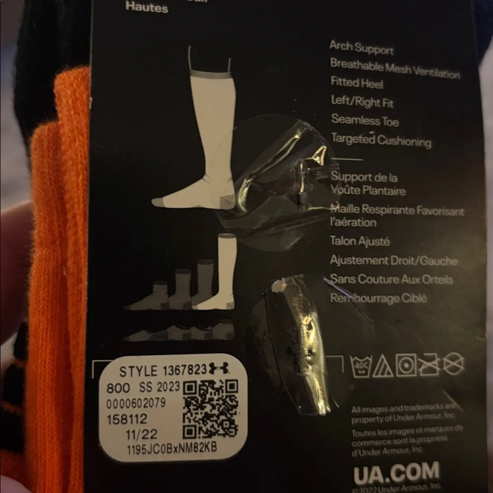 Under Armour Athletic Socks in Orange and Black